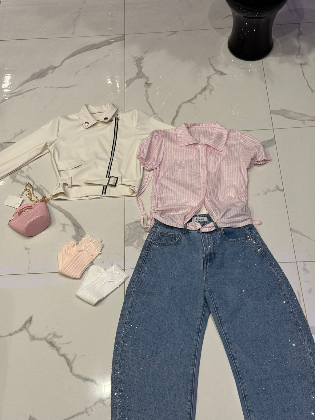 Camicia righino rosa bianca e lame'